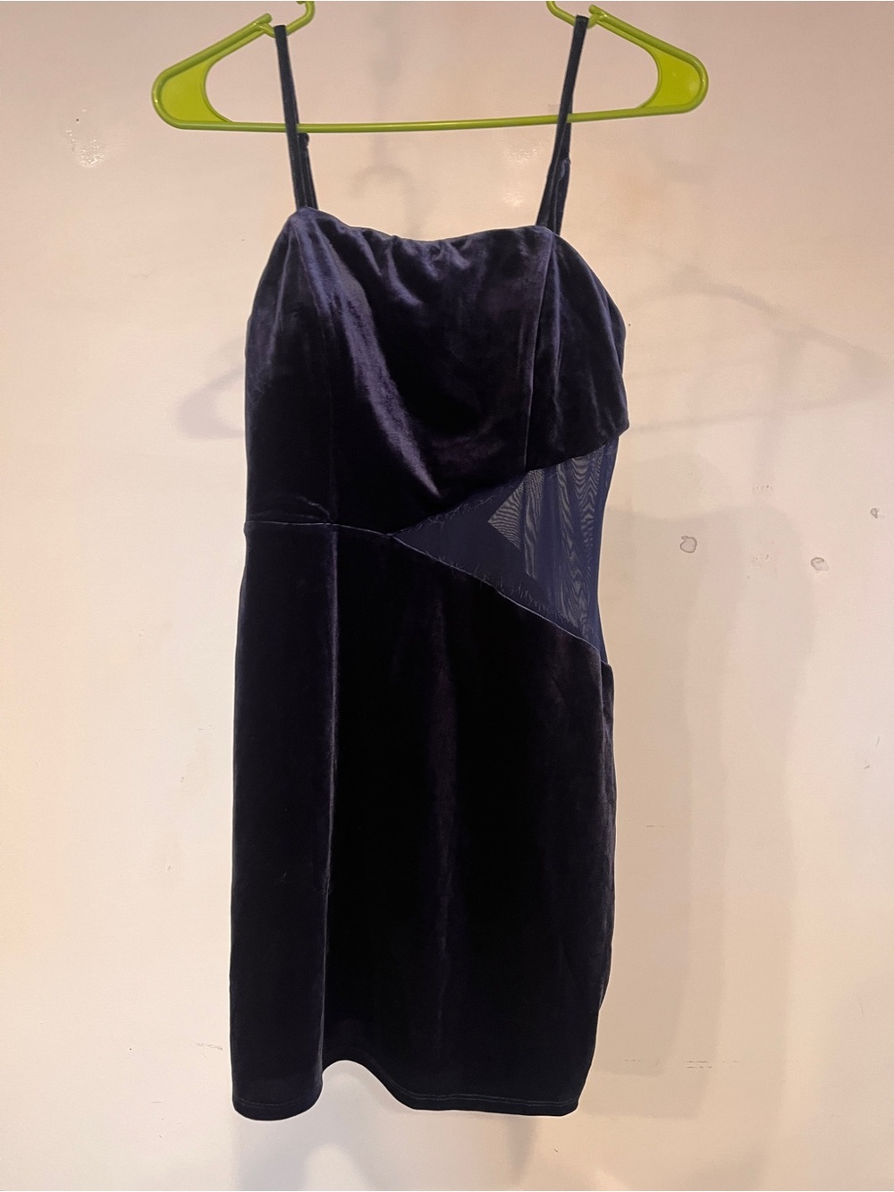 Trixxi Navy Velvet Mini Dress with Sheer Panel